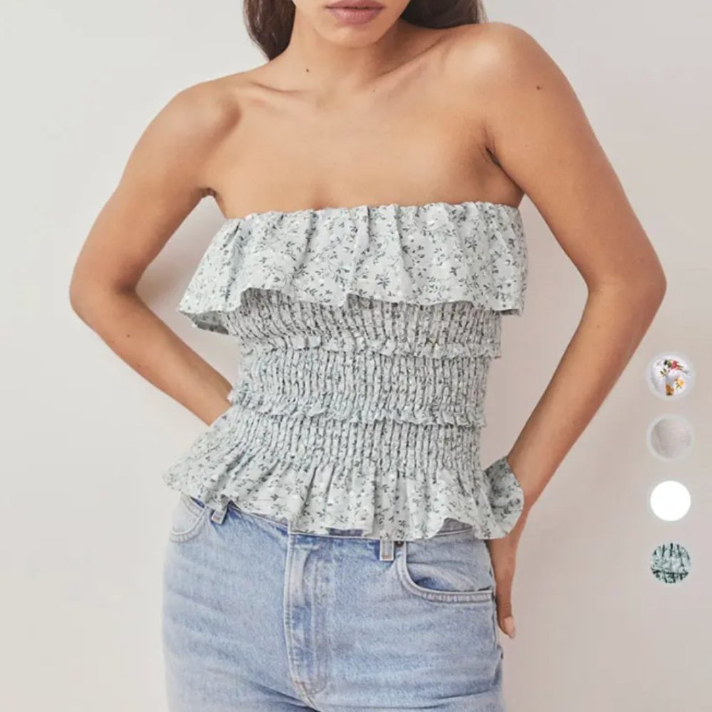 Reformation Linen Strapless Top